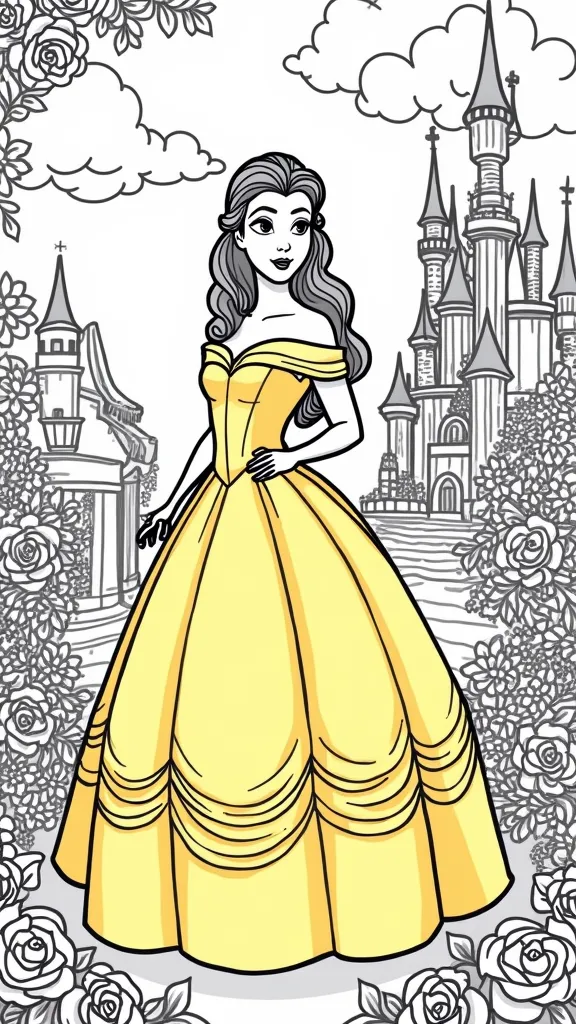 belle coloring pages free